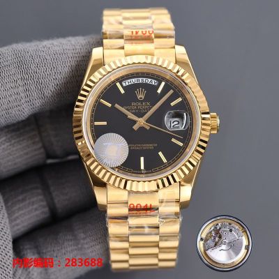 ROLEX Gold Watches with Black Face Day-date ii Stainless Steel 904L Steel 2815 Automatic Movement 41*11MM Black Watch